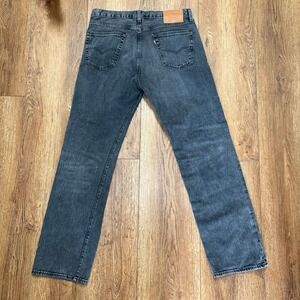 Levi's Premium 501 Mens Jeans 34x32 Washed Black Straight Leg Button Fly Denim